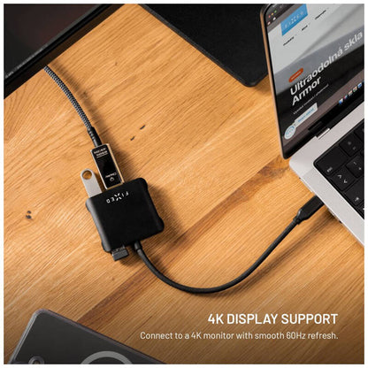 Hub USB-C Fixed Quadri, 5i1, Sort