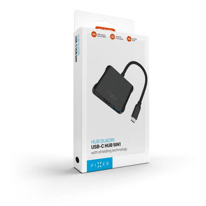 Hub USB-C Fixed Quadri, 5i1, Sort