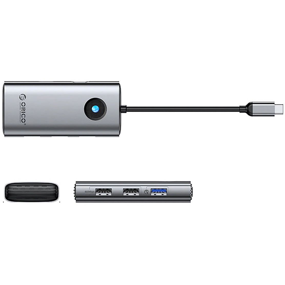 USB-C Hub Orico PW11-5P, 1 x USB-A 3.0 - 2 x USB-A - 1 x USB-C - 1 x HDMI, Grå