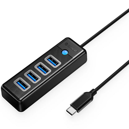 Hub USB-C Orico PW4U-C3, 4 x USB-A 3.0, Sort