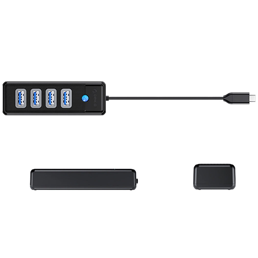 Hub USB-C Orico PW4U-C3, 4 x USB-A 3.0, Sort