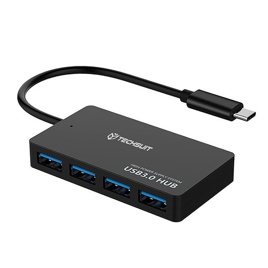 Hub USB-C Techsuit H16 QuantumNode, 4in1, Sort