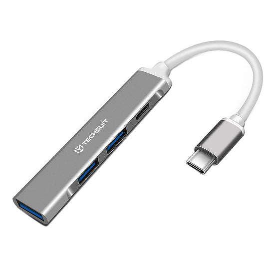 Hub USB-C Techsuit H18 PolarisBridge, 4in1, Hvid Grå