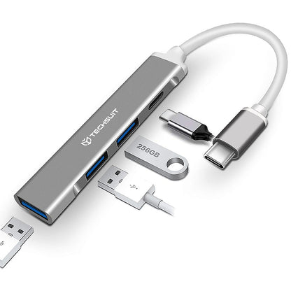 Hub USB-C Techsuit H18 PolarisBridge, 4in1, Hvid Grå