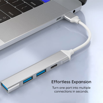 Hub USB-C Techsuit H18 PolarisBridge, 4in1, Hvid Grå