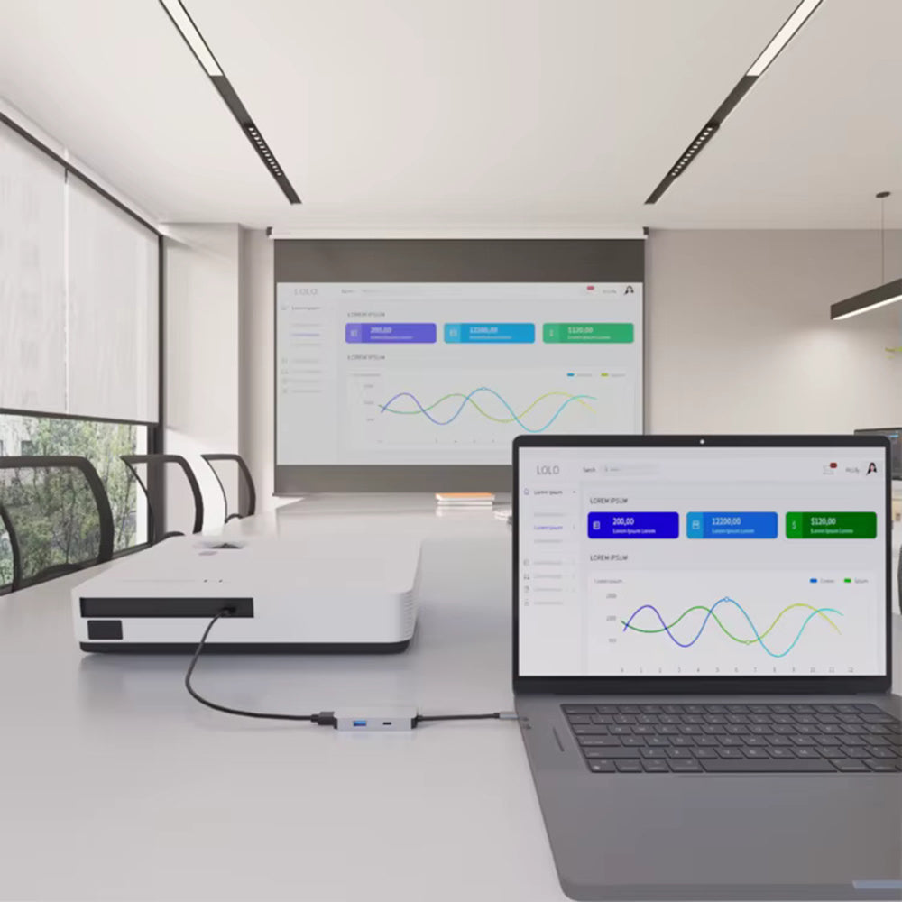 Hub USB-C Techsuit H4 TurboChargeX, 3in1, Grå