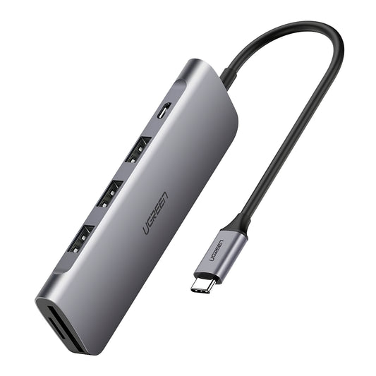 Hub USB-C UGREEN CM195, 2 x USB-A - 1 x USB-C - 1 x HDMI - 1 x SD - 1 x microSD, Grå
