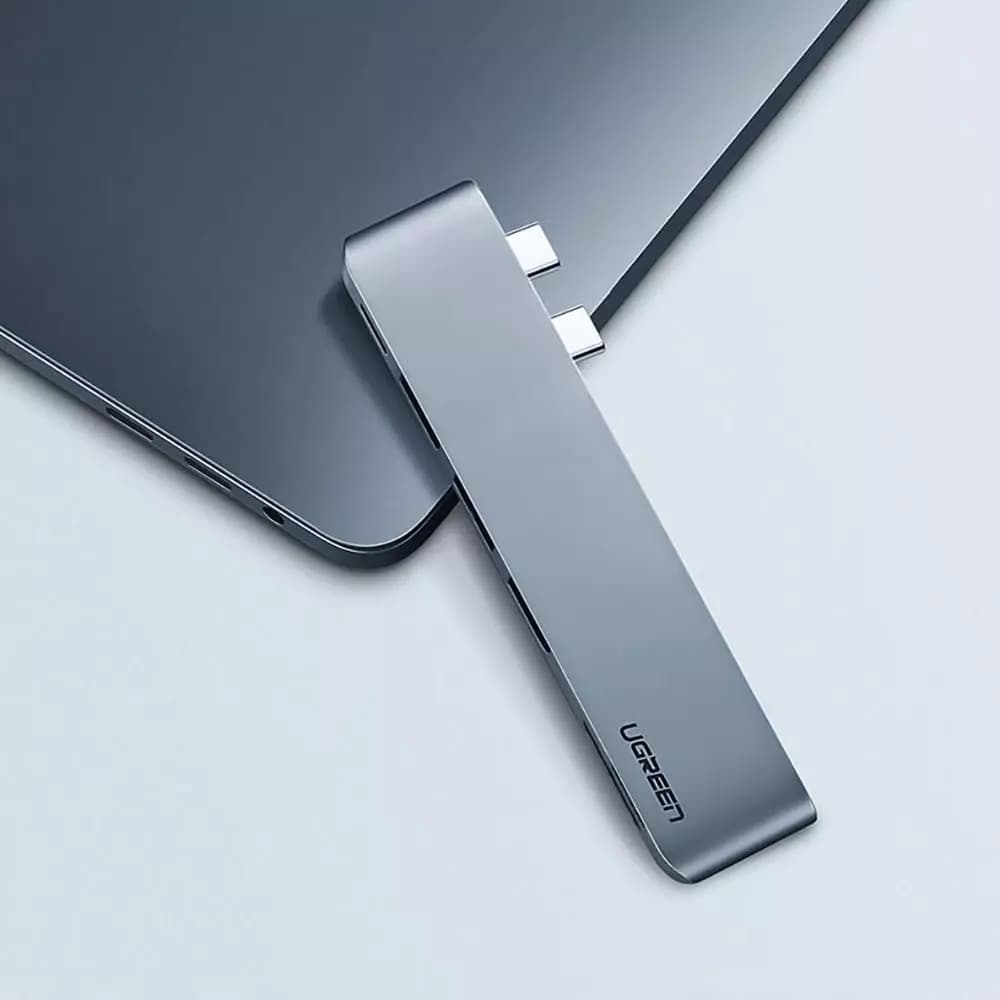 Hub USB-C UGREEN CM251 til Apple MacBook Pro / Air, 3 x USB-A 3.0 - 1 x USB-C - 1 x SD - 1 x microSD, Grå