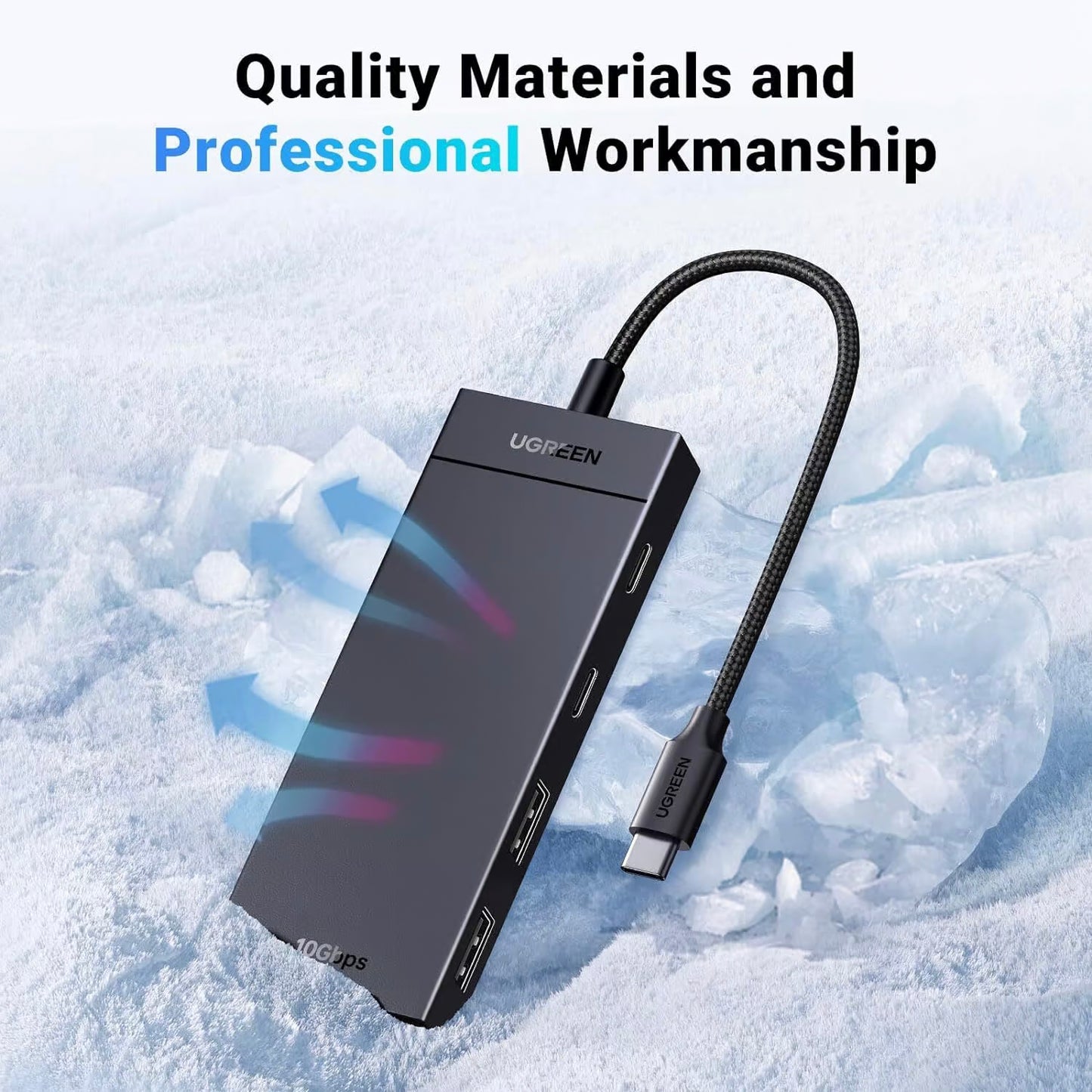 Hub USB-C UGREEN CM416, 2 x USB-A 3.1 - 2 x USB-C, 0,25 m, Sort