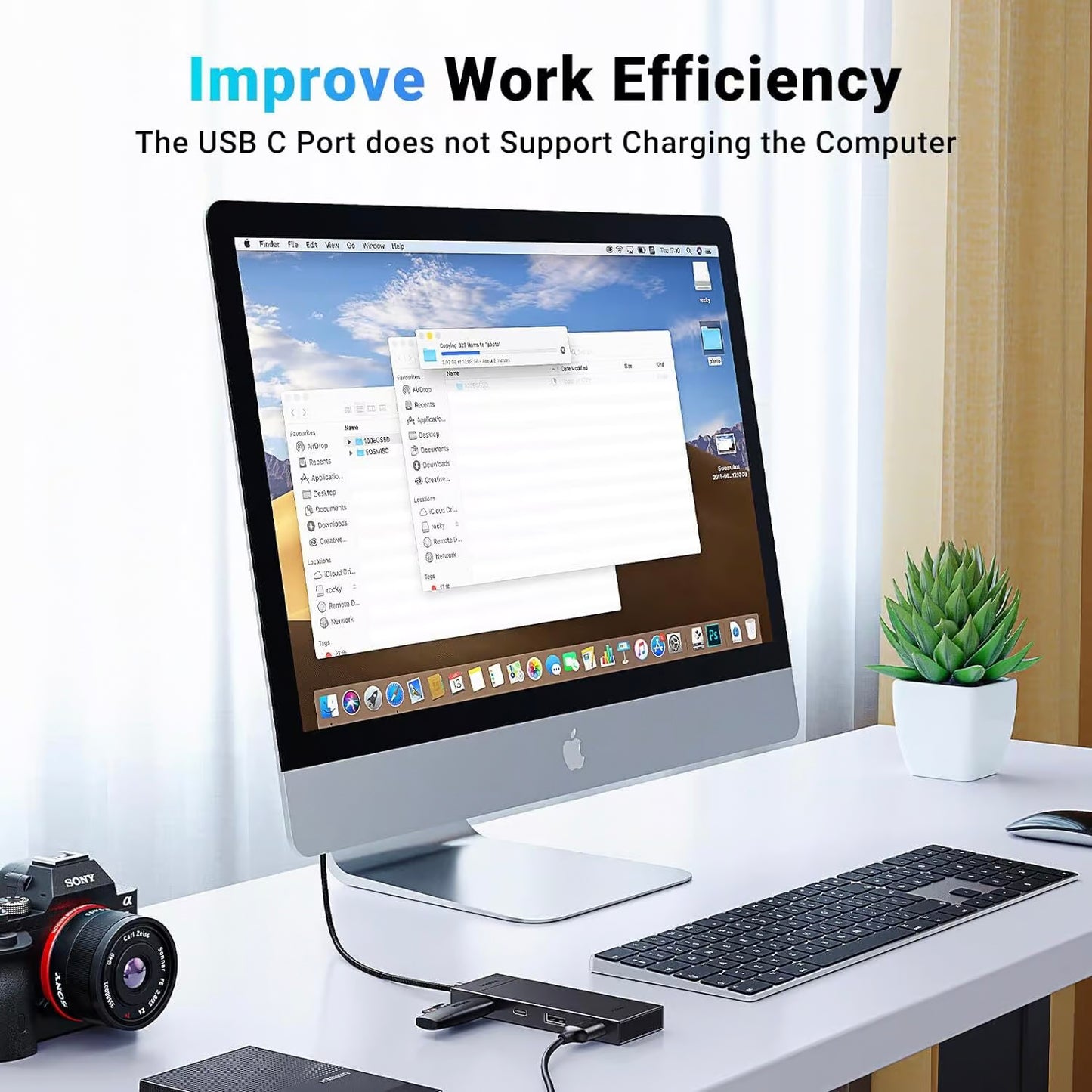 Hub USB-C UGREEN CM416, 2 x USB-A 3.1 - 2 x USB-C, 0,25 m, Sort