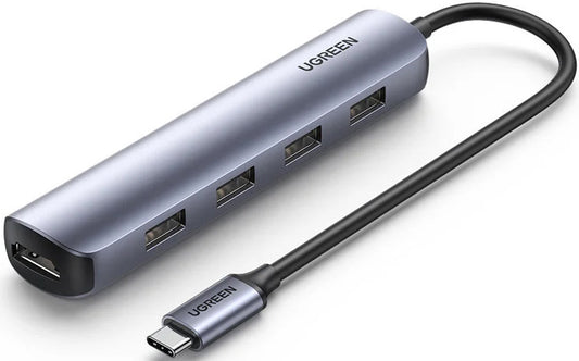 Hub USB-C UGREEN CM417, 4 x USB-A 3.2 - 1 x HDMI, Grå