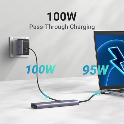 Hub USB-C UGREEN CM478, 1 x USB-A 3.0 - 2 x USB-A - 1 x USB-C - 1 x HDMI, Grå