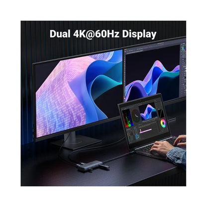 Hub USB-C UGREEN CM498 (45379), 2 x USB-A 3.2 - 3 x USB-C - 2 x HDMI, Grå
