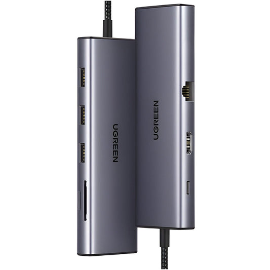 Hub USB-C UGREEN CM498 (15600), 3 x USB-A 3.0 - 1 x USB-C - 1 x HDMI - 1 x VGA - 1 x RJ45 - 1 x SD - 1 x microSD, Grå