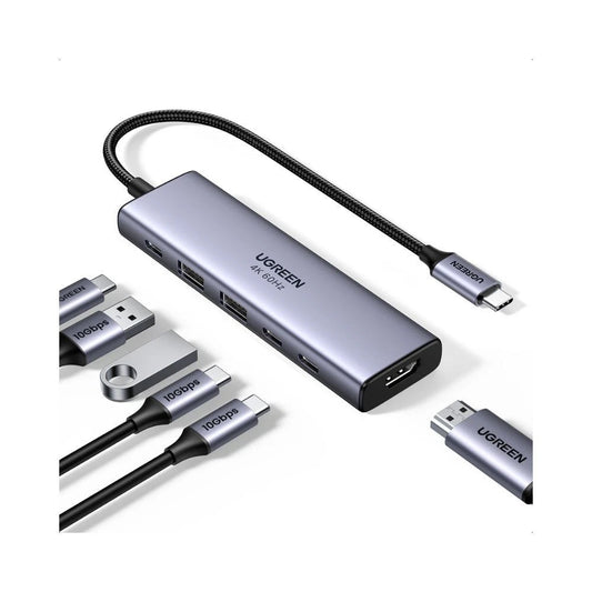 Hub USB-C UGREEN CM511 (35999), 2 x USB-A 3.2 - 3 x USB-C - 1 x HDMI, Grå