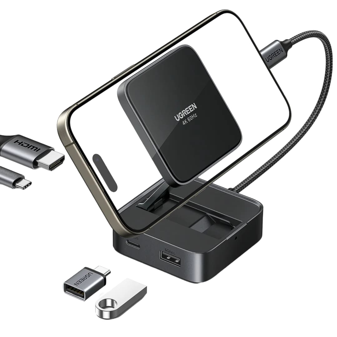 Hub USB-C UGREEN CM801, 1 x USB-A 3.0 - 2 x USB-C - 1 x HDMI, Grå