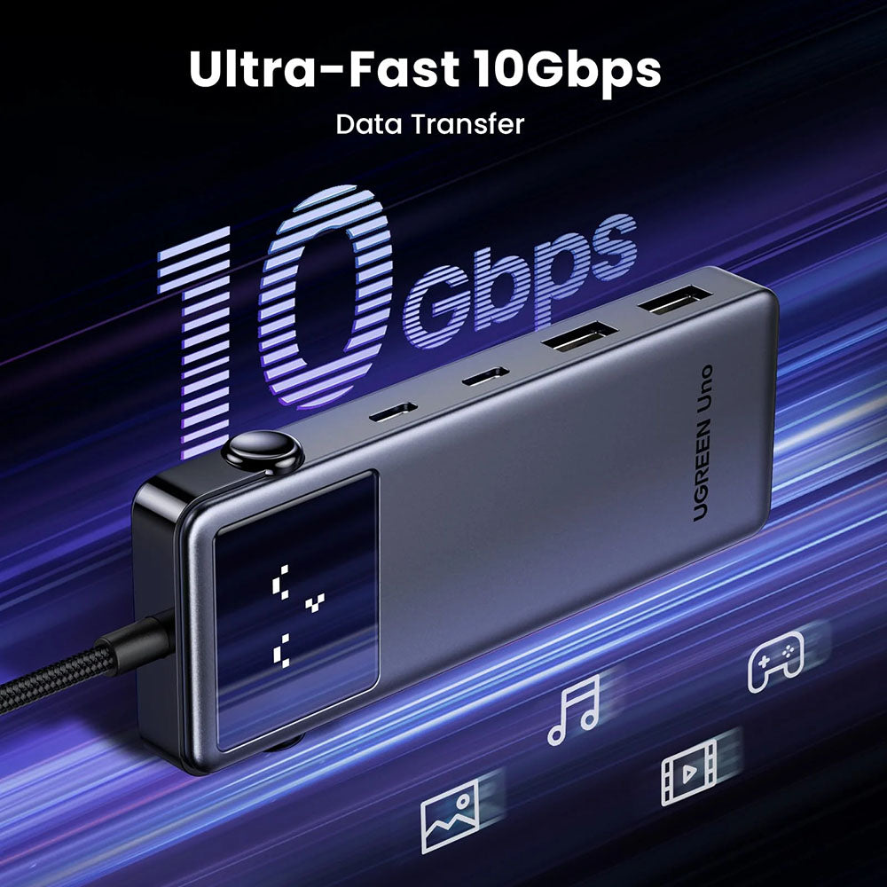 USB-C Hub UGREEN Uno (75177), 2 x USB-A 3.2 - 3 x USB-C - 1 x HDMI, Grå