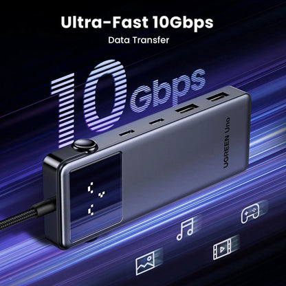USB-C Hub UGREEN Uno (75177), 2 x USB-A 3.2 - 3 x USB-C - 1 x HDMI, Grå