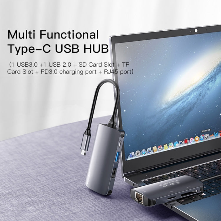 USB-C Hub Yesido HB15, 6i1, Grå