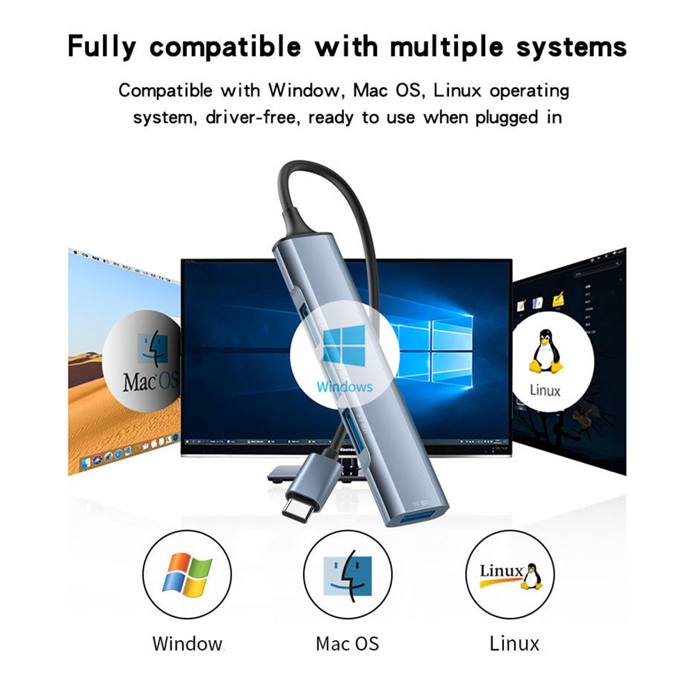 USB-C Hub Yesido HB17, 4i1, Grå
