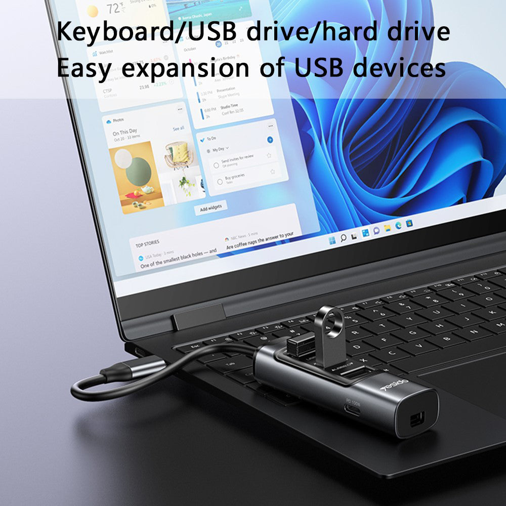 Hub USB-C Yesido HB24, 5in1, Grå