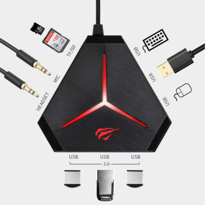 Hub USB HAVIT H95, 10in1, Sort