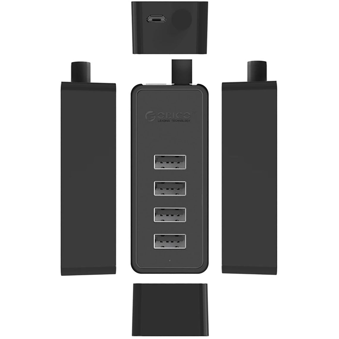 USB-hub Orico W5P-U2-100, 4 x USB-A, 1m, Sort