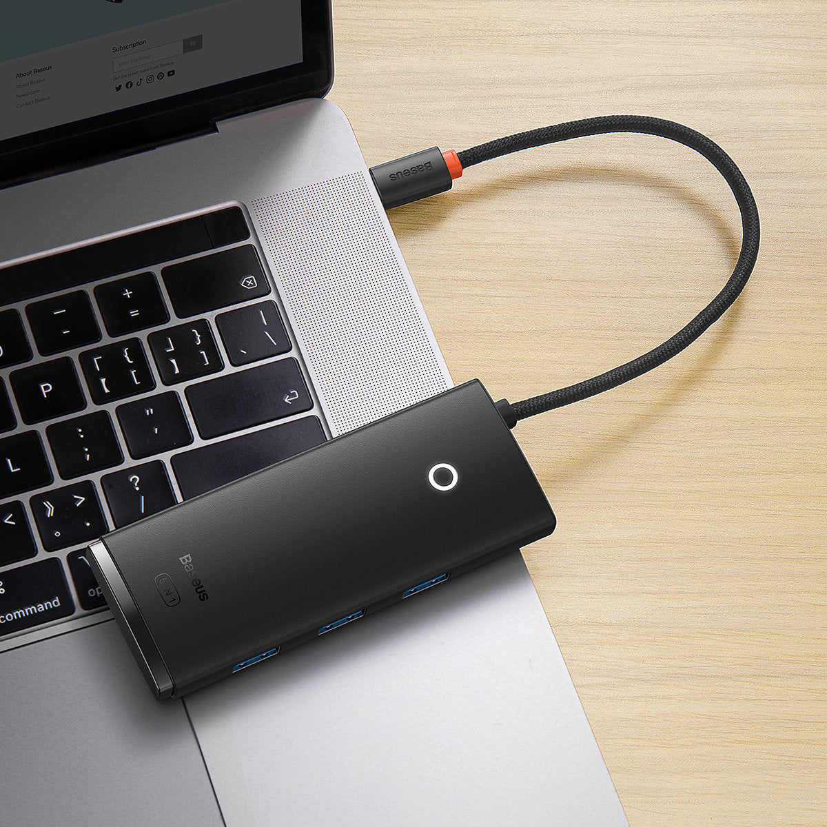 USB-C Hub Baseus Lite, 3 x USB-A 3.0 - USB-C - HDMI, Sort WKQX040001