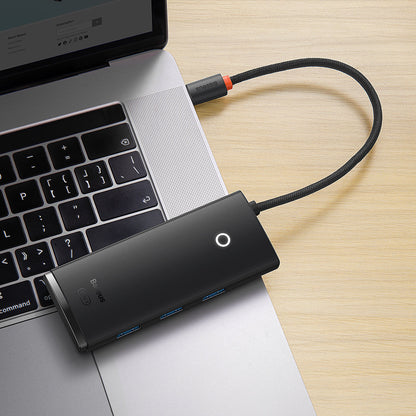 USB-C Hub Baseus Lite, 3 x USB-A 3.0 - USB-C - HDMI, Sort WKQX040001