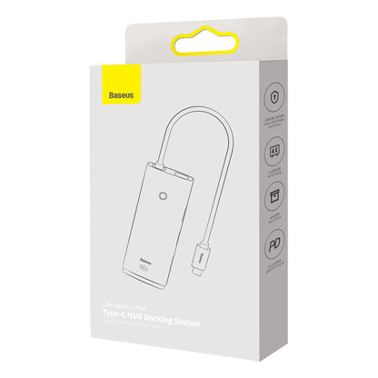 USB-C Hub Baseus Lite, 3 x USB-A 3.0 - USB-C - HDMI, Sort WKQX040001