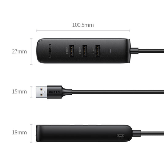 USB-hub UGREEN CM416, 4 x USB-A 3.0, 1 m, Sort