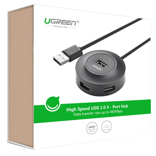 USB-hub UGREEN CR106, 4 x USB-A, 1 m, sort