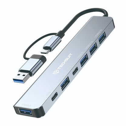 Hub USB / USB-C Techsuit H6 DataBridge, 7in1, Grå