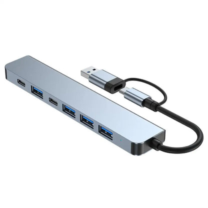 Hub USB / USB-C Techsuit H6 DataBridge, 7in1, Grå