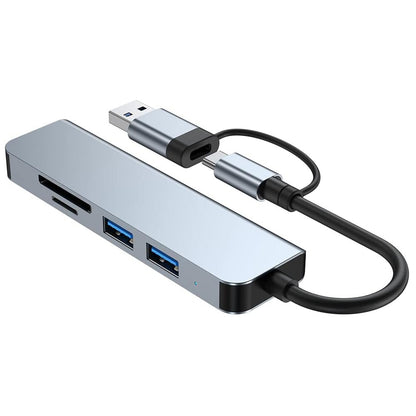 USB / USB-C Techsuit H7 DataBridge Hub, 5in1, Gray