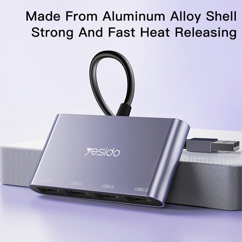 USB-hub Yesido HB12, 4-i-1, Grå