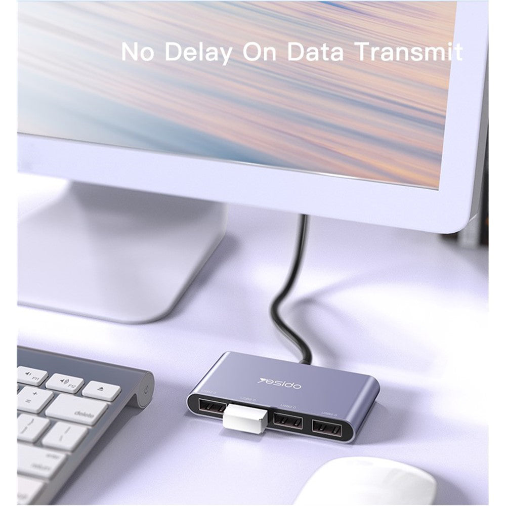 USB-hub Yesido HB12, 4-i-1, Grå