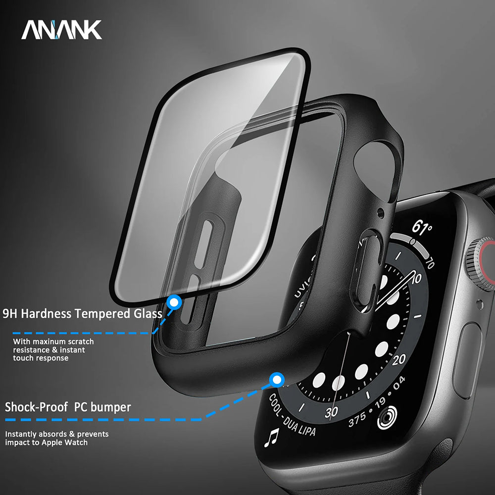 Anank Screen Guard-etui til Apple Watch Series 7 41mm, Sort