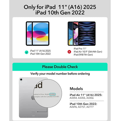 Tastaturcover til Apple iPad (2025) / (2022), ESR, Rebound New, Sort
