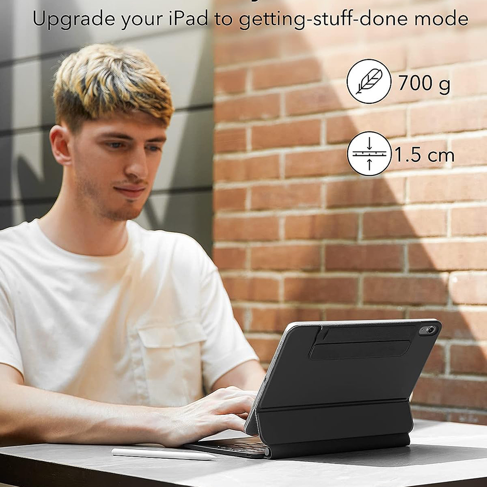 Tastaturcover til Apple iPad (2025) / (2022), ESR, Rebound, Sort, Genforseglet