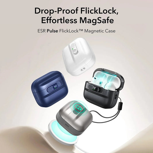 ESR Pulse Magnetic FlickLock etui til Apple AirPods Pro 3, Grå