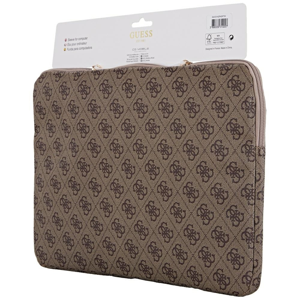 Guess 4G Triangle Logo Case for 14-inch Laptop, Brown
