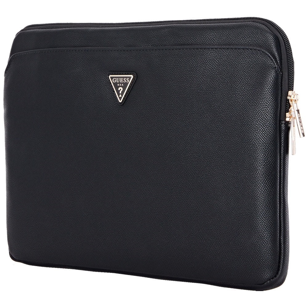 Guess Grained Triangle Logo Laptop Taske 14 tommer, Sort