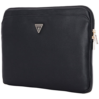 Guess Grained Triangle Logo Laptop Taske 14 tommer, Sort