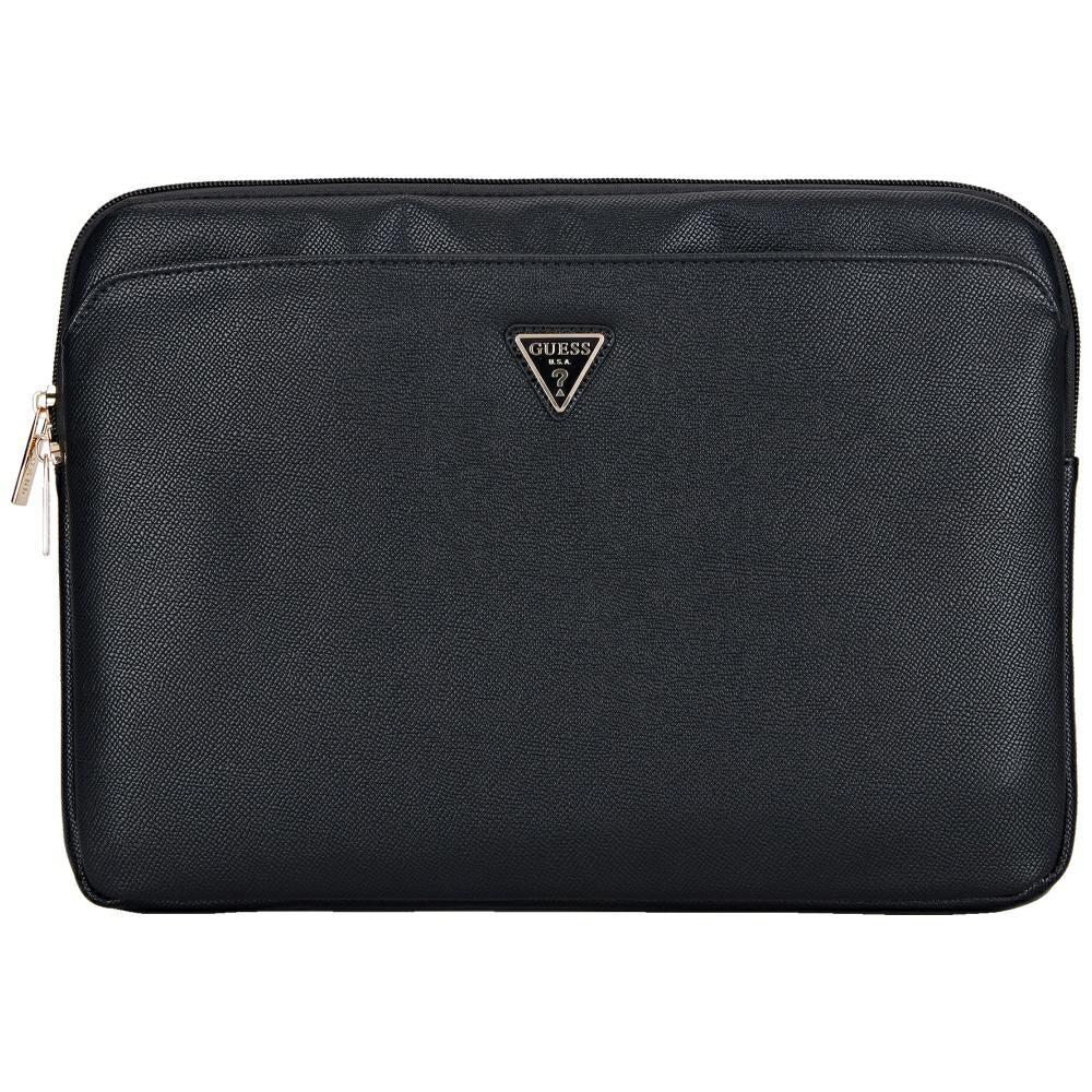 Guess Grained Triangle Logo Laptop Taske 14 tommer, Sort