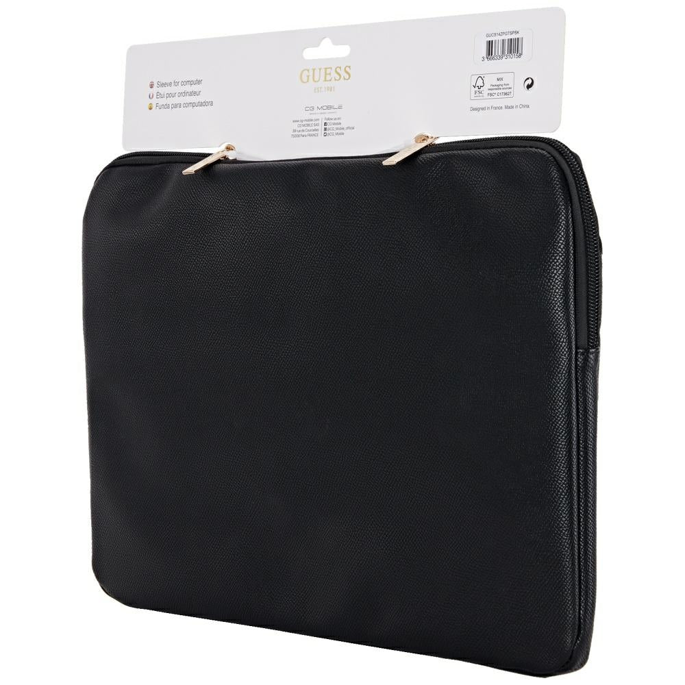 Guess Grained Triangle Logo Laptop Taske 14 tommer, Sort