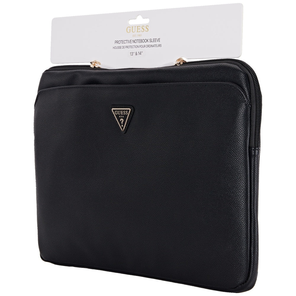 Guess Grained Triangle Logo Laptop Taske 14 tommer, Sort