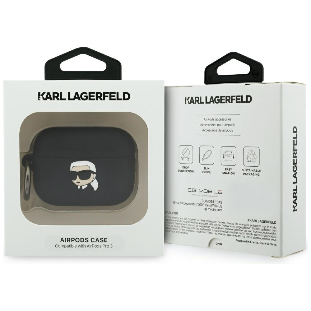 Karl Lagerfeld 3D Karl's Head cover til Apple Airpods Pro 3, Sort