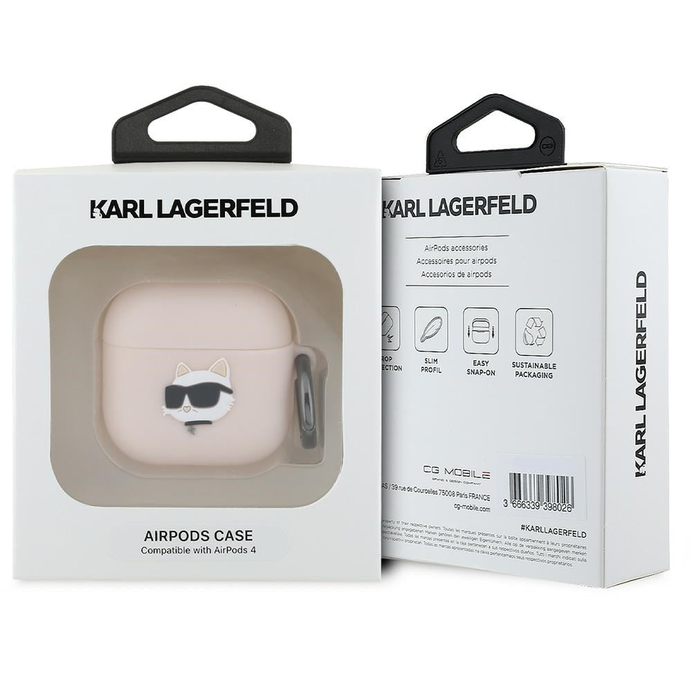Karl Lagerfeld 3D Choupette's Head etui til Apple AirPods 4, Pink