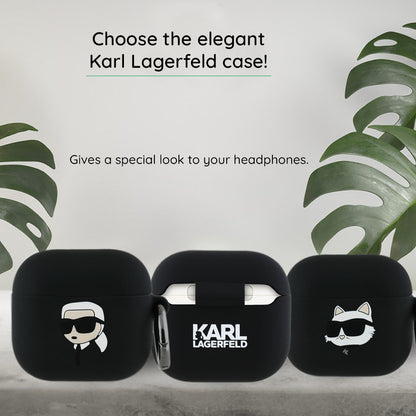 Karl Lagerfeld 3D Karl & Choupette's Heads etui til Apple AirPods 4, Sort